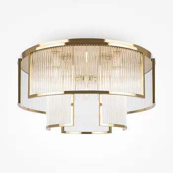Deckenleuchte – Goldfarbenes Metall, 9× E14 Fassung, Glasschirme, Höhe 33,0 cm - Frame | Maytoni