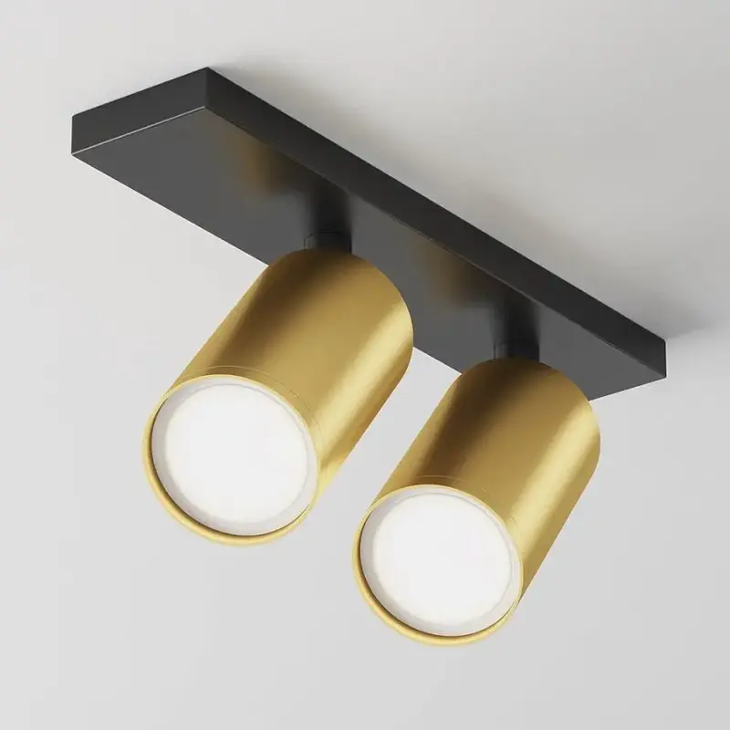 Deckenleuchte – Schwarz-Mattgold Aluminium, 2 × GU10, 10 W Leistung, Höhe 12 cm - Focus S | Maytoni
