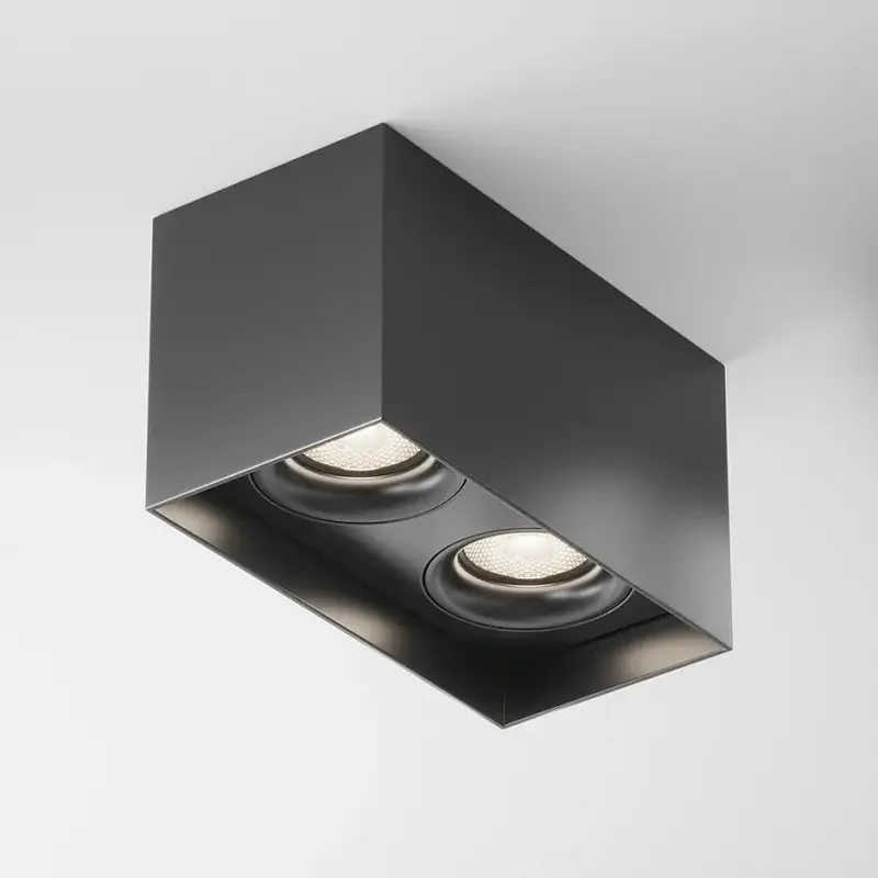 Deckenleuchte – Schwarzes Aluminium, 2× GU10, Rechteckige Form, IP20 Schutz - Slim | Maytoni