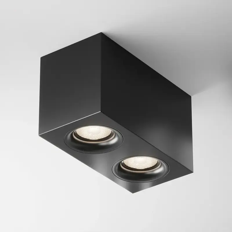 Deckenleuchte – Schwarzes Aluminium, 2× GU10, Rechteckige Form, IP20 Schutz - Slim | Maytoni