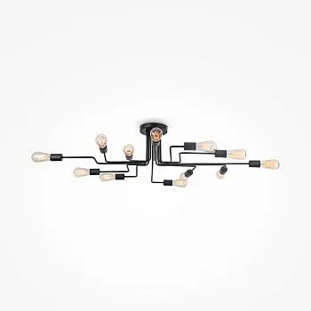 Deckenleuchte – Schwarzes Metall, 12 × E27 Fassung, 123 × 88 cm - Gilbert | Maytoni