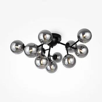 Deckenleuchte – Schwarzes Metall, 12-flammiges Design, Glasschirme - Dallas | Maytoni