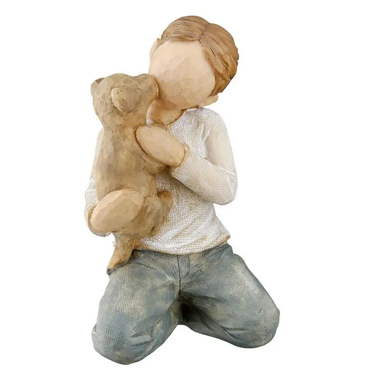 Deko Figur Junge mit Hund 9cm