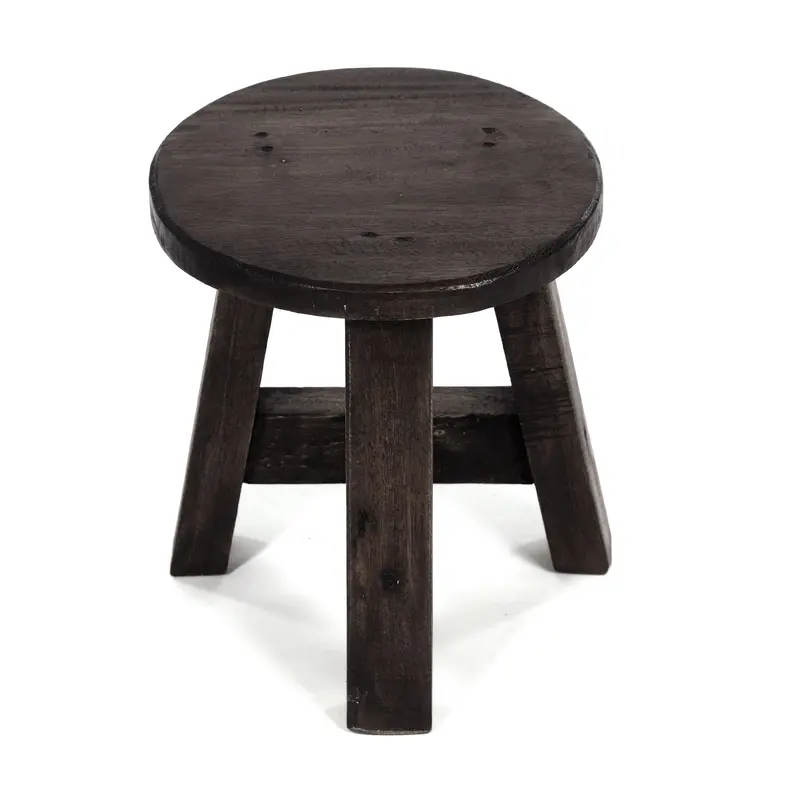 DEKO HOCKER "BERN" | rund, 23,5x20,5 cm (HxB), Mahagoni | Schemel | Farbe