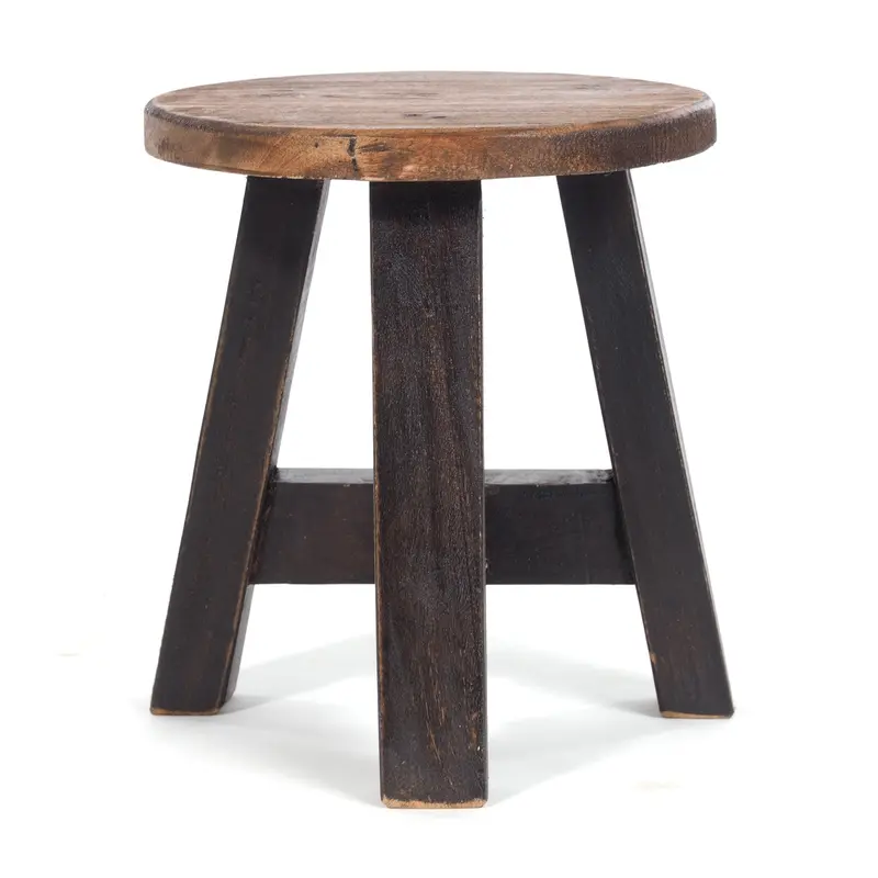DEKO HOCKER "BERN" | rund, 23,5x20,5 cm (HxB), Mahagoni | Schemel | Farbe