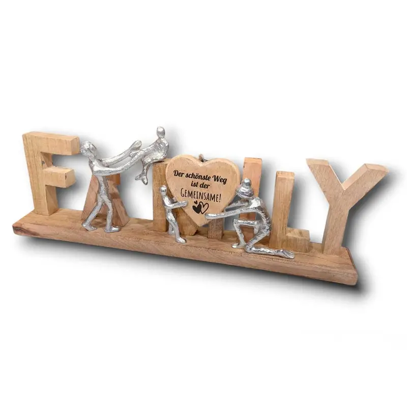 Deko mit Schriftzug "Family" 55x21 cm mit personalisiertem Holzherz