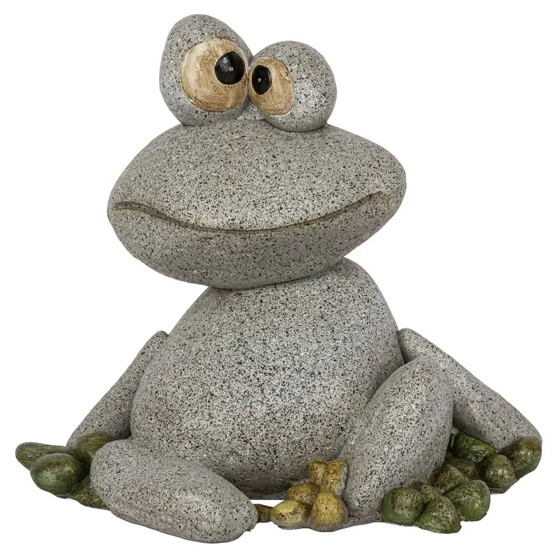 Dekofigur Frosch aus Polyresin im Stein-Design, 20 cm hoch