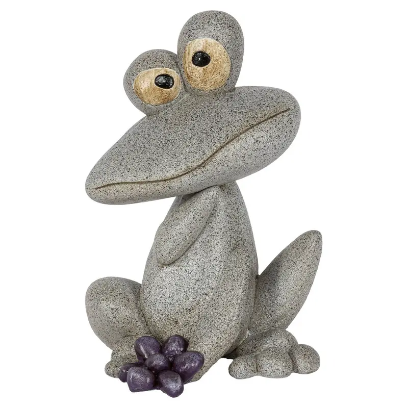 Dekofigur Frosch aus Polyresin im Stein-Design, 23 cm hoch