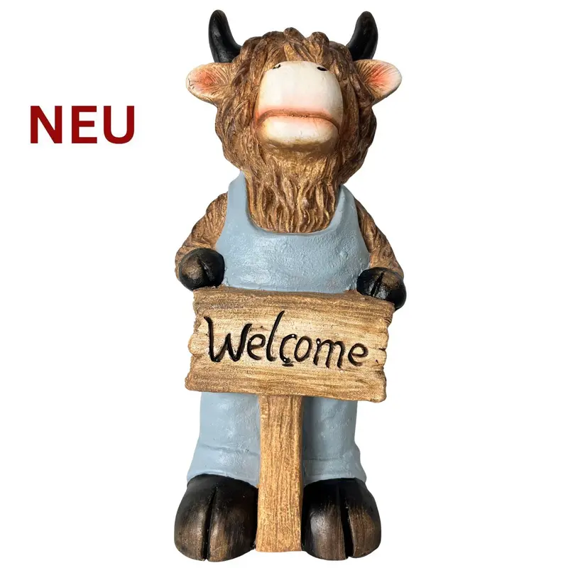 Dekofigur "Galloway-Junge Welcome", Terrakotta, 41 cm