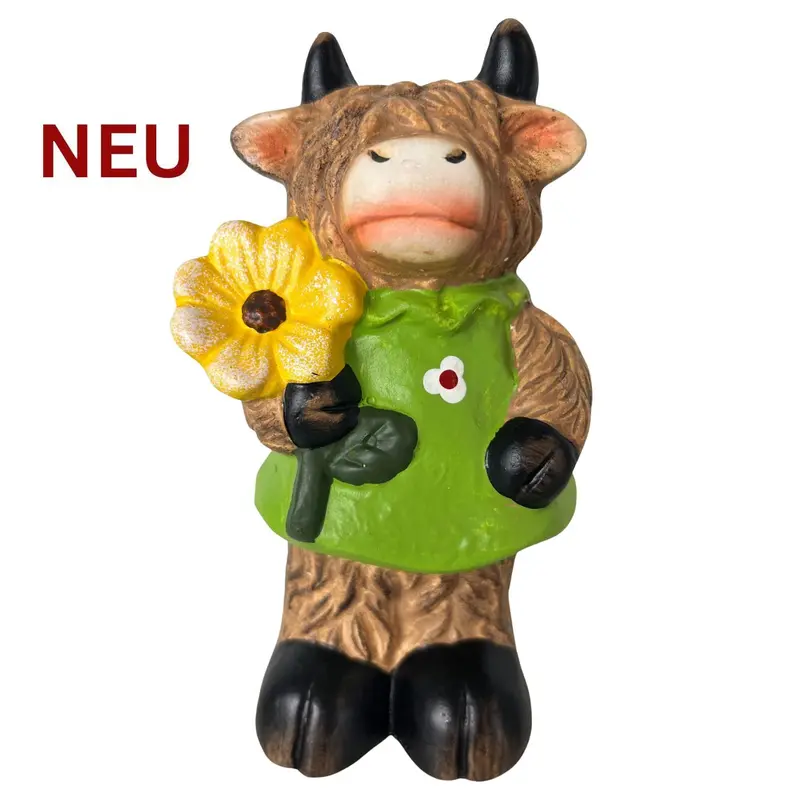 Dekofigur "Galloway-Mädchen mit Blume", Terrakotta, 14 cm