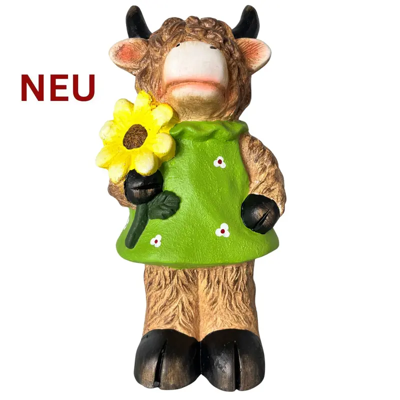 Dekofigur "Galloway-Mädchen mit Blume", Terrakotta, 41 cm