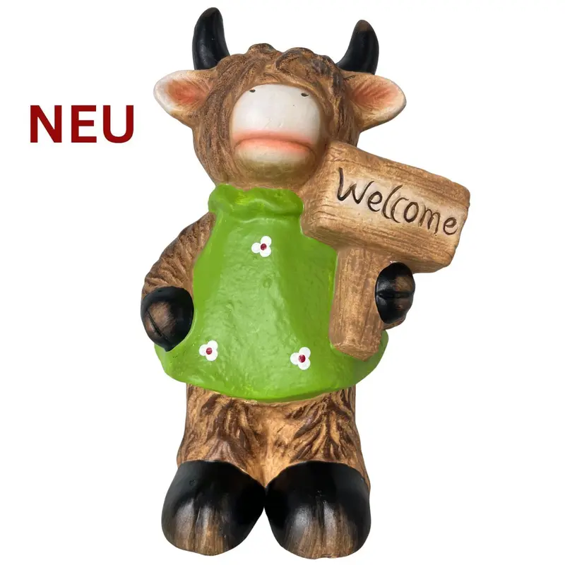 Dekofigur "Galloway-Mädchen Welcome", Terrakotta, 26 cm
