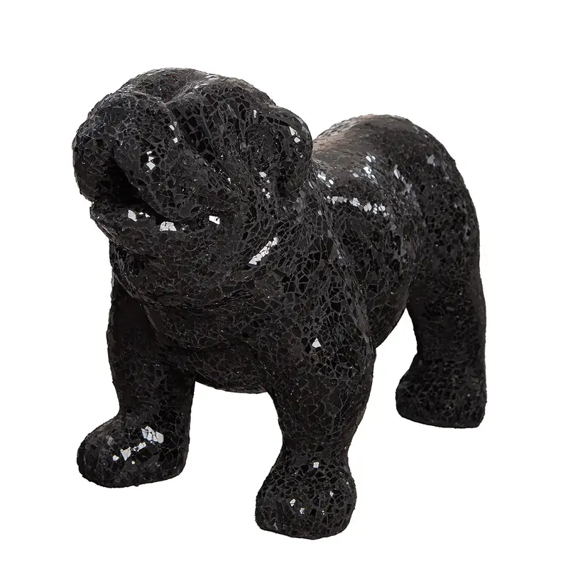 Dekofigur – Glänzendes Fiberglas, Kristallglas Akzente, Bulldoggenform, 42 cm - Black Disco | Gilde