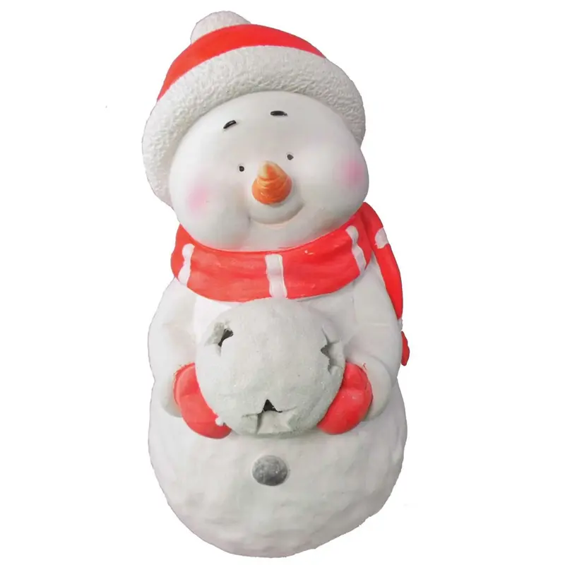 Dekofigur "Schneemann mit LED-Schneeball", mit Timer, 41 cm