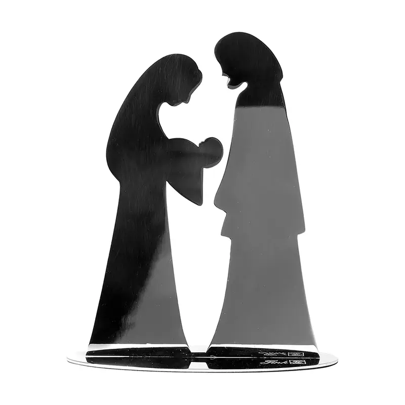 Dekofigur – Silberner Edelstahl, Glänzende Oberfläche, Heilige Familie - Marie Joseph Jesus | Fink Living