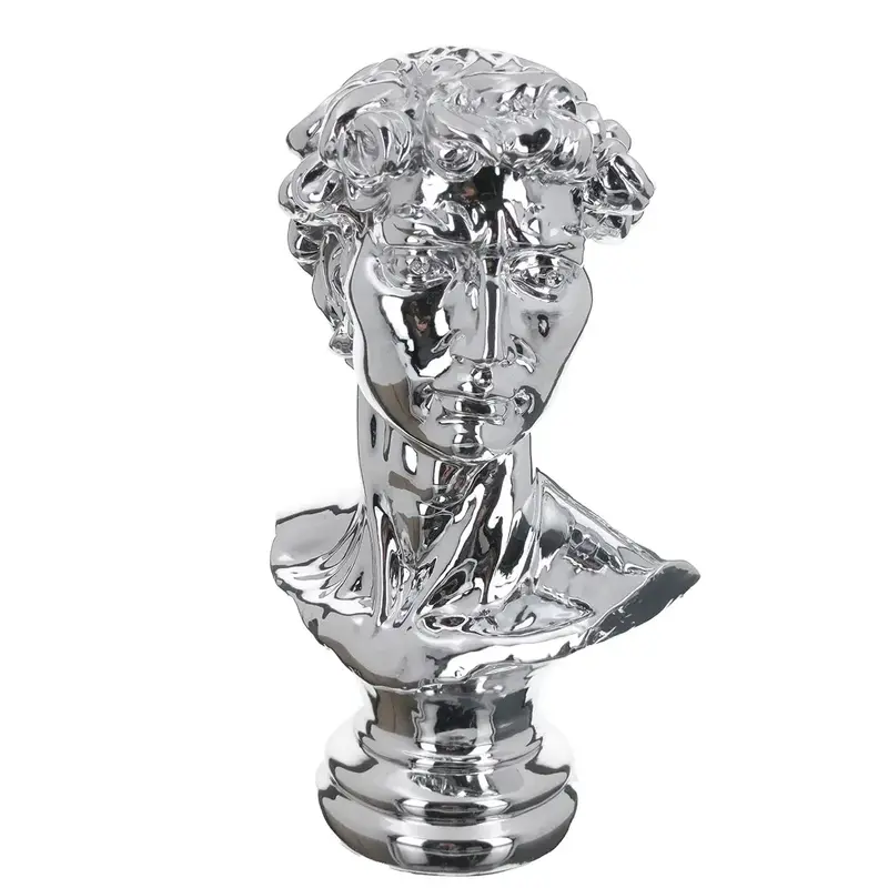 Dekofigur – Silbernes Kunstharz, Metallische Optik, Davidskopf Form - David | Gilde