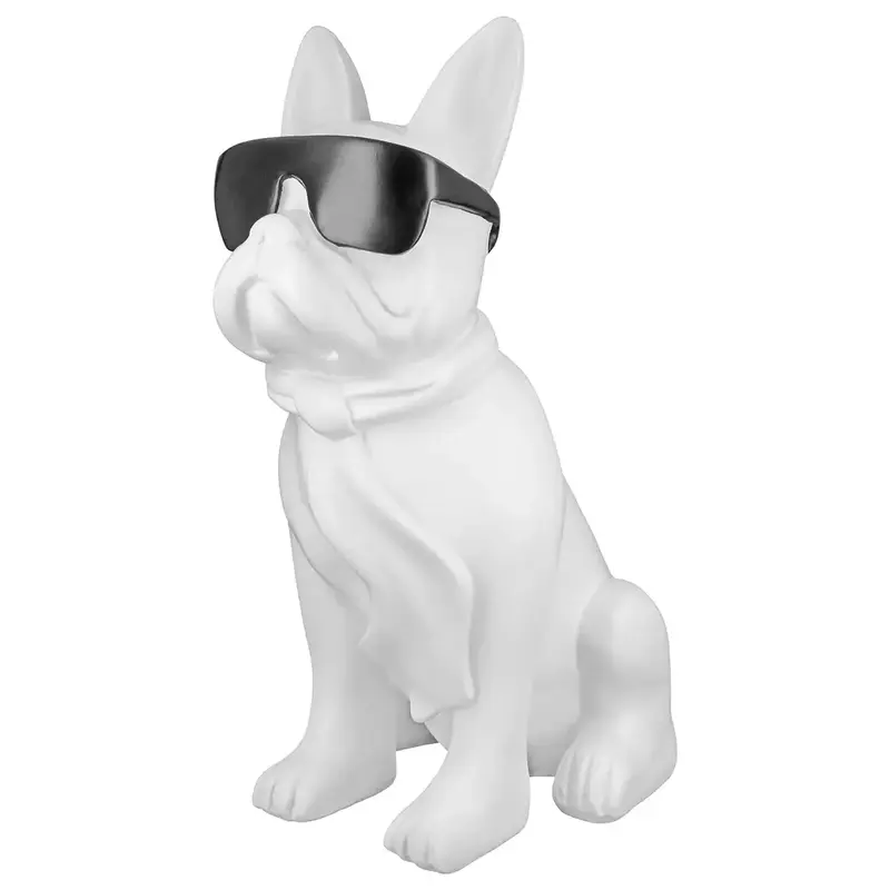 Dekofigur – Weiße Bulldogge, Schwarzer Akzent, Höhe 35 cm - Cool Dog | Gilde