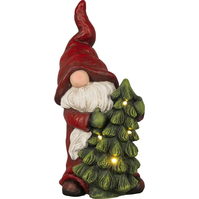 Dekofigur "Zwerg mit LED Weihnachtsbaum", 40 cm