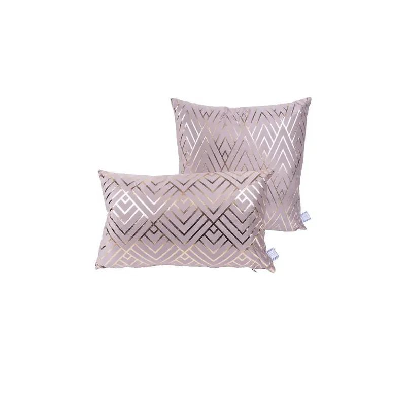 Dekokissen – Retro Muster, Samtoptik, Taupe Gold - Prisma 225 | Kayoom