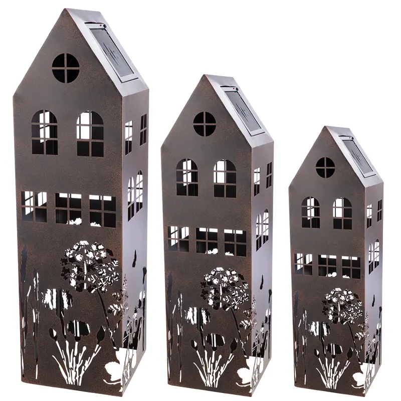 Dekoobjekt – Metall Design, Antik Finish, Haus Silhouette - Wild Flowers | Gilde