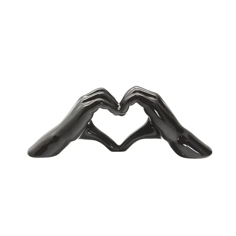 Dekoobjekt – Schwarze Keramik, Skulpturales Herz, Feine Hände - Heart | Gilde
