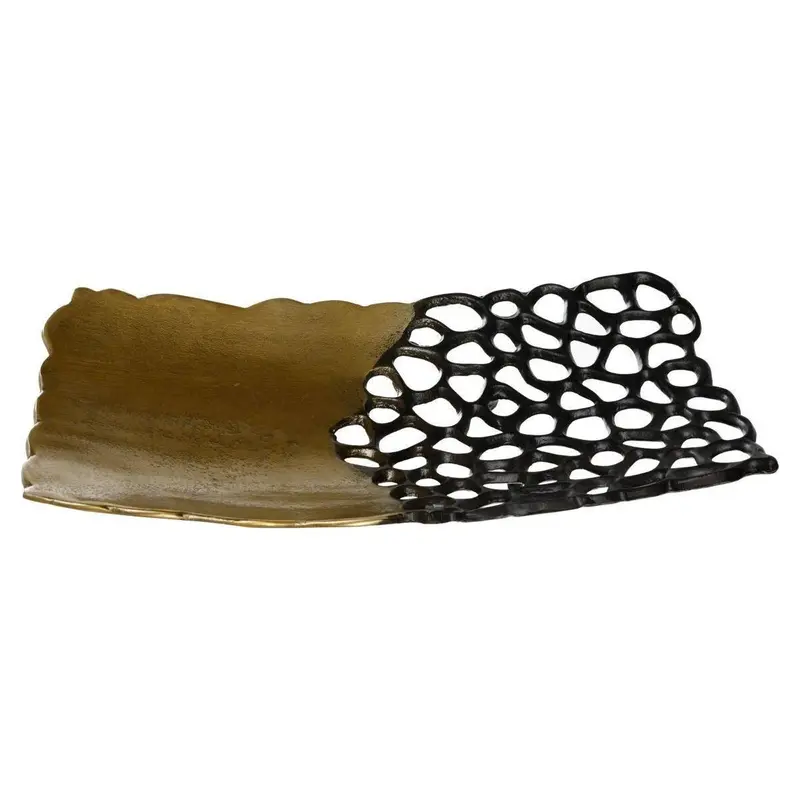 Dekoschale – Gold-Schwarz, Aluminium-Material, Durchbrochenes Design, L – Rieke | PTMD