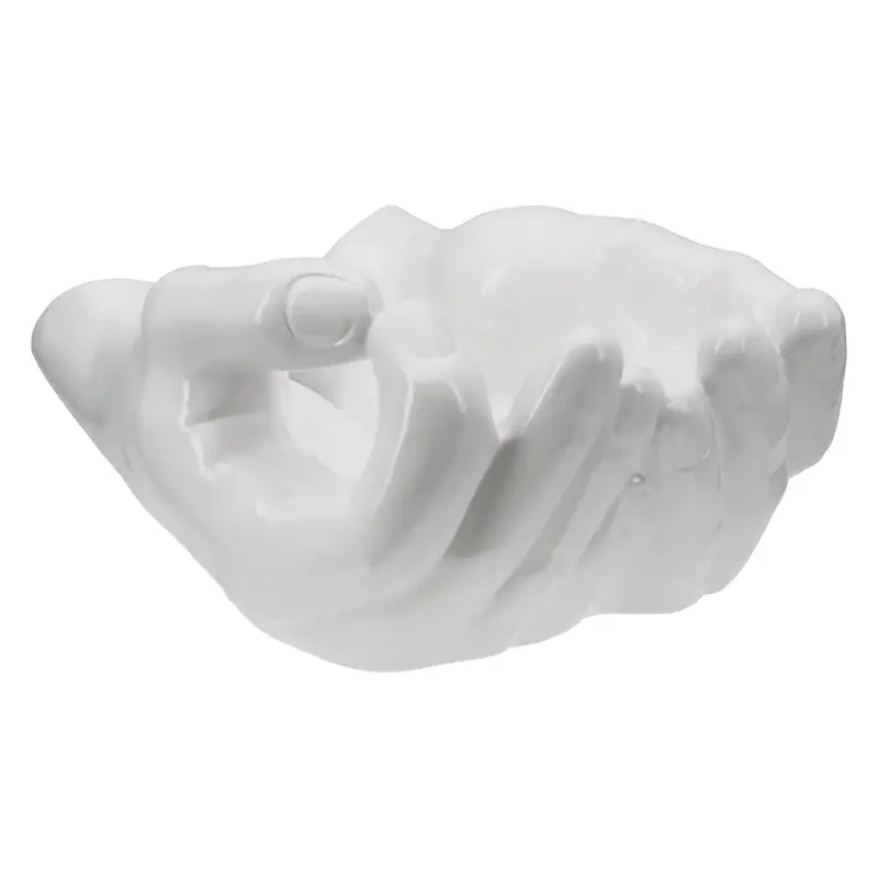 Dekoschale – Weiße Keramik, Glänzende Oberfläche, Händeform - Buddha | Gilde