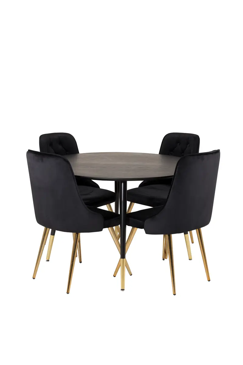 Dipp Essgruppe mit Esstisch 115 cm und 4 Velvet Deluxe Stühlen