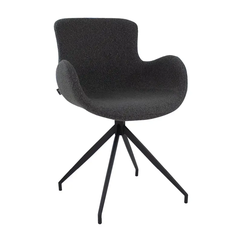 Drehstuhl – Bouclé Stoff, Drehbares Metallgestell, Dunkelgraue Farbe - Novi | Kick Collection