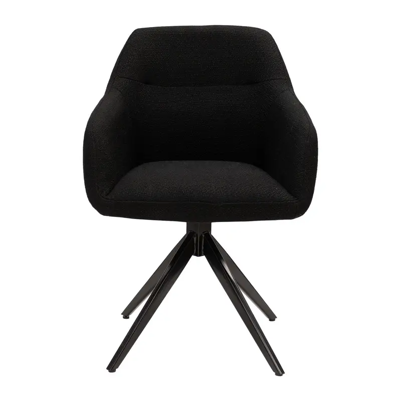 Drehstuhl – Strukturstoff Bezug, Schwarzes Metallgestell, Schwarze Farbe - Ravi | Kick Collection