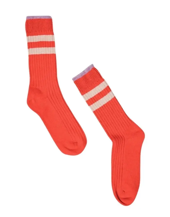 Dünne Stricksocken Wolle I Rot