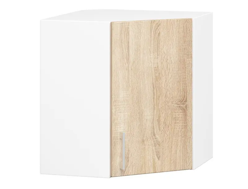 Eck-Hängeschrank – LIMA – W60/60N, Weiß / Sonoma Eiche Matt