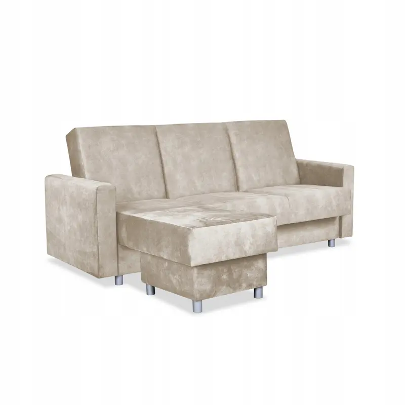 Ecksofa Alicja beige Schlaffunktion Fußhocker Ausführung AURA 2