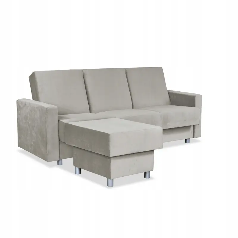 Ecksofa Alicja beige Schlaffunktion Fußhocker Ausführung NEW VELVO 202