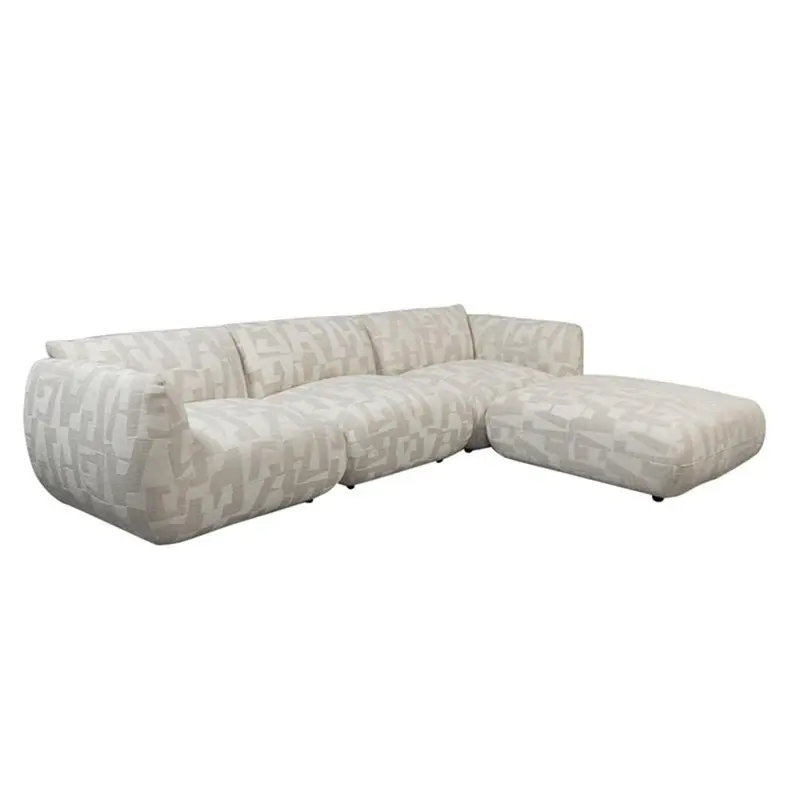Ecksofa Amsterdam als 4-Sitzer - Longchair rechts - Cremeweiß