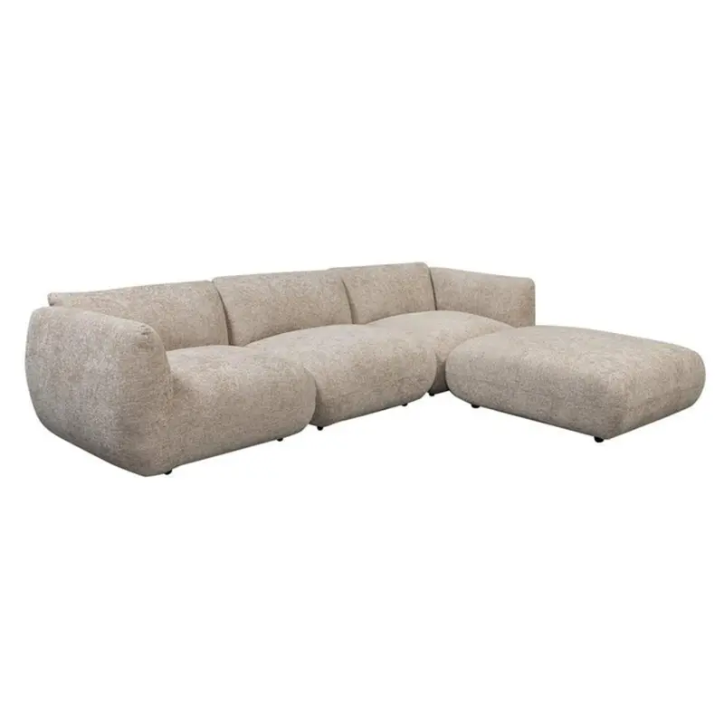 Ecksofa Amsterdam als 4-Sitzer - Longchair rechts - Latte