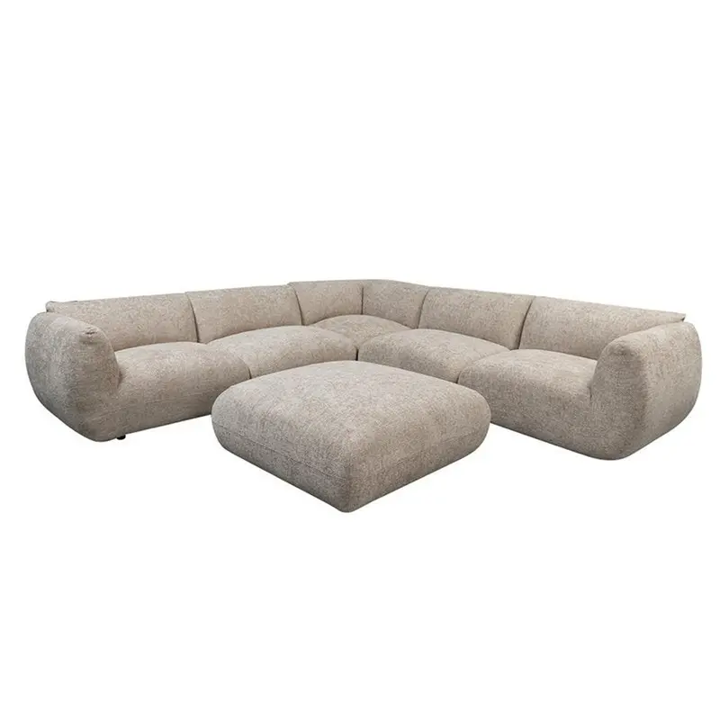 Ecksofa Amsterdam als 6-Sitzer mit Ottoman - Latte