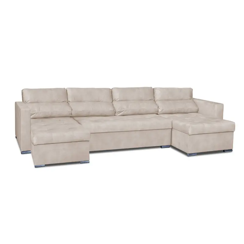 Ecksofa Ari beige Samtoptik Stauraum Ausführung AURA 2