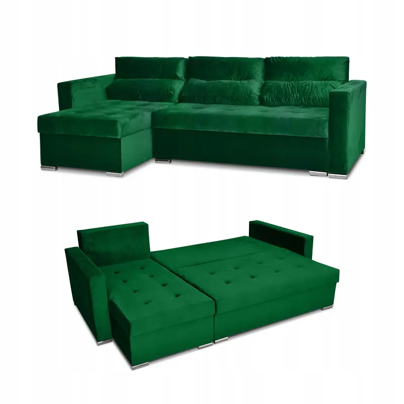 Ecksofa Ari grün Samtoptik Schlaffunktion Ausführung Varius Royal 33