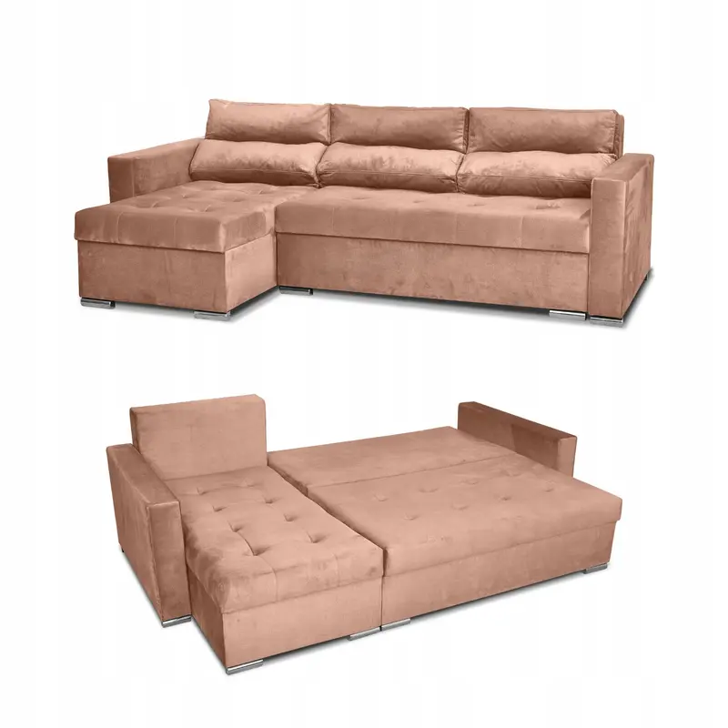 Ecksofa Ari rosa / lachsfarben Schlaffunktion Ausführung Monolit 61