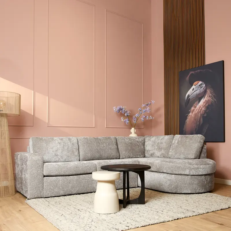 Ecksofa – Beiger Trenza Stoff, Rechter Divan, Hoher Sitzkomfort - Alma | Starfurn