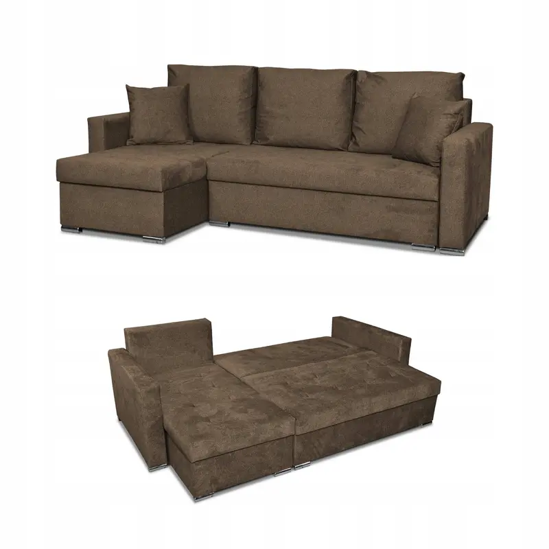 Ecksofa Bella braun Samtoptik Schlaffunktion Ausführung Bella Angel 5