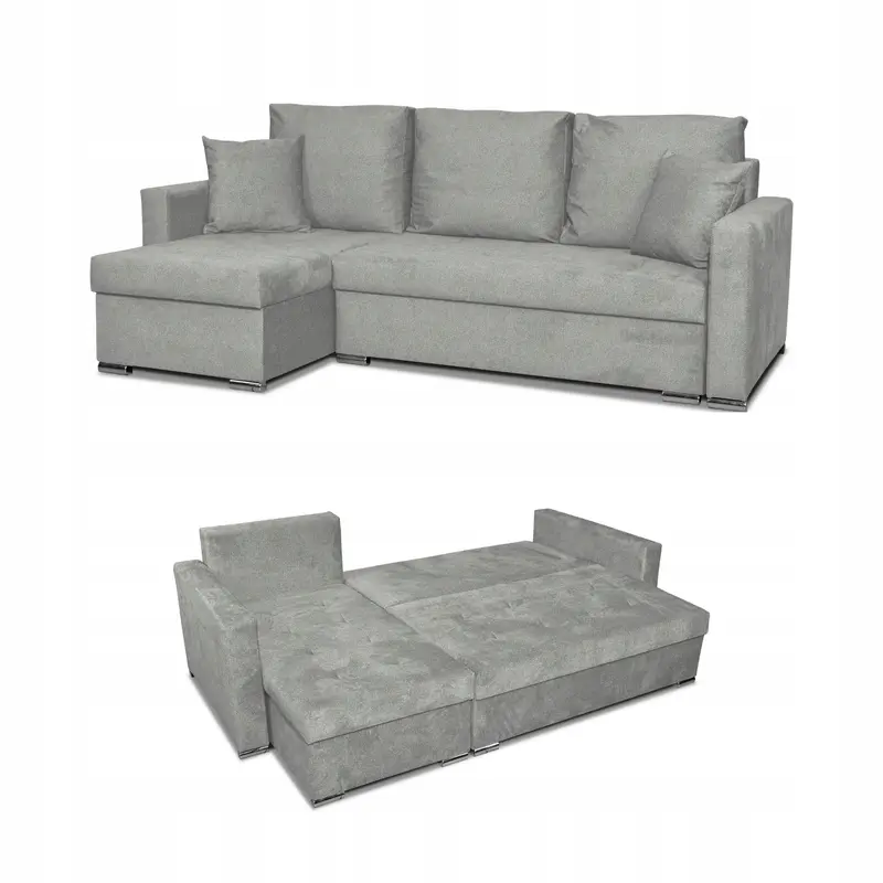 Ecksofa Bella grau Samtoptik Schlaffunktion Ausführung Bella Angel 6