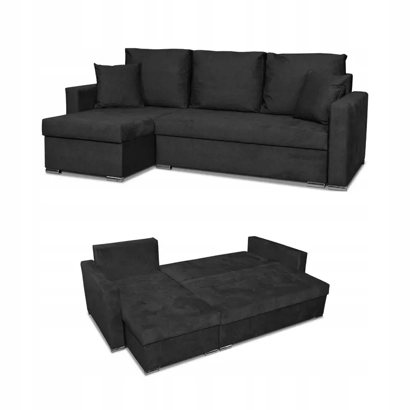 Ecksofa Bella schwarz Samtoptik Schlaffunktion Ausführung Bella Angel 17