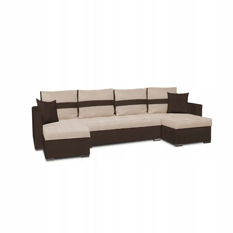 Ecksofa Figo braun / beige Schlaffunktion
