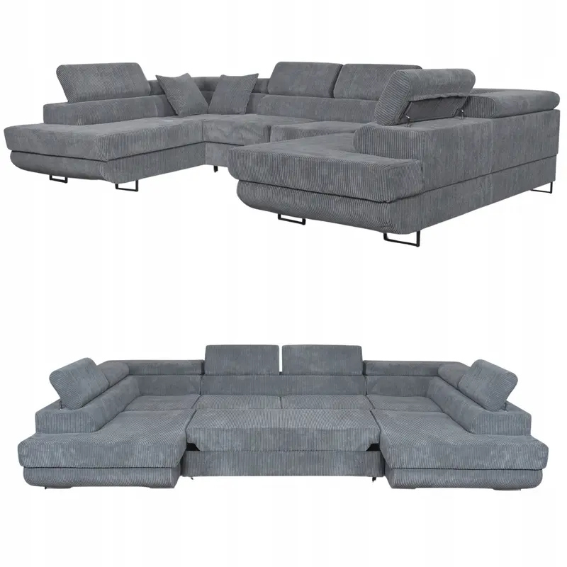 Ecksofa Savio grau Schlaffunktion Ausführung U Savio An 3