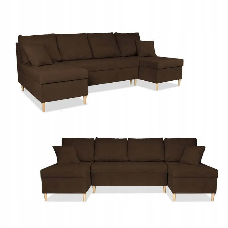 Ecksofa Wigo braun Samtoptik Schlaffunktion