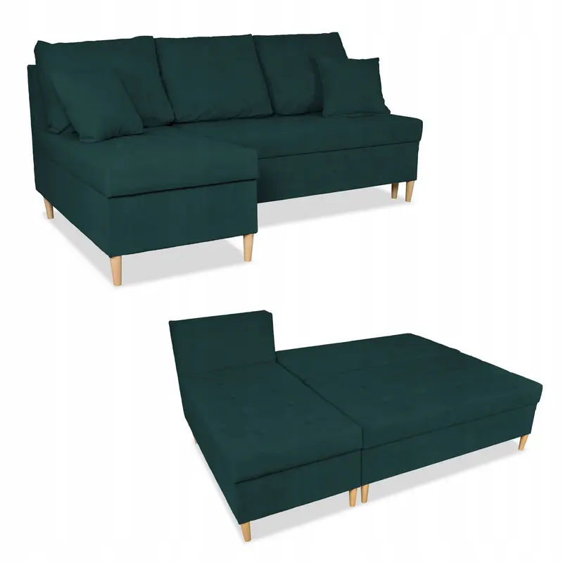 Ecksofa Wigo grün Samtoptik Schlaffunktion