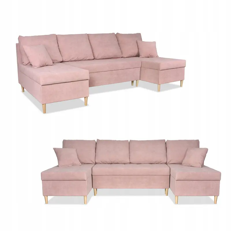 Ecksofa Wigo rosa Samtoptik Schlaffunktion
