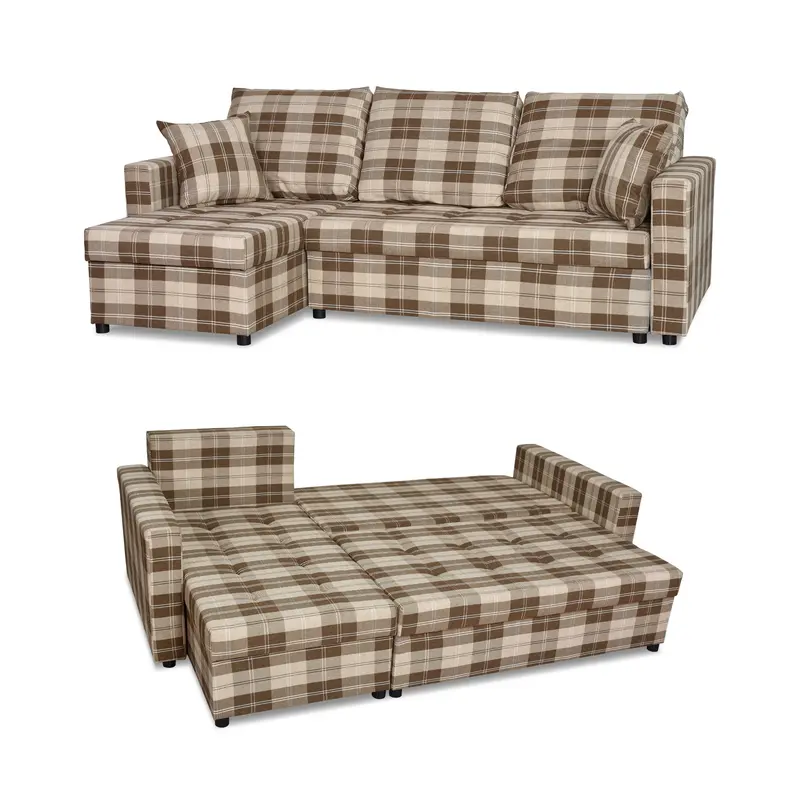 Ecksofa Winston braun / beige Schlaffunktion